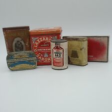LOT OF SIX VINTAGE AND ANTIQUE STORAGE TINS Cigar Box Cigarette Box  picture
