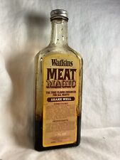 Vintage Watkins Clear Embossed Glass Bottle Meat Magic 8.5