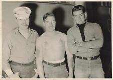 Vintage Photo 3 Navy Men Shirtless Tattoos Gay Int Club? 1940s - 50s RARE Cigar picture