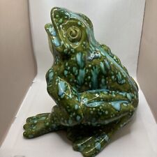 Large VTG Ceramic Frog Toad Drip Glaze Garden 9”Tx10”Wx9.5”L Green Arnel’s 1970 picture