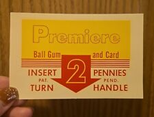 NOS Oak Acorn Premier Premiere 2 Cent Decal For Oak Gumball Card Vending Machine picture