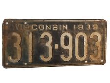 Vintage 1939 Wisconsin License Plate ORIGINAL PAINT picture