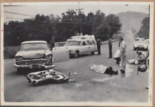 1959 Rambler vs motorcycle car wreck photo Cadillac Ambulance picture
