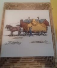 Rare Eric Sloane Hand Painted Art Trivit Tile  ''BRINGING IN THE HAY' picture