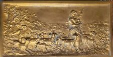 Antique Victorian Gold Gilt Bronze Plaque Lady Shepherdess with Sheep SIGNED picture