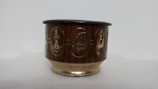 Vtg West Germany Round Tin W/ Lid Copper Color Faux Wood Fairy Tale Design picture