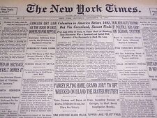 1930 SEPTEMBER 13 NEW YORK TIMES - COLUMBUS IN AMERICA BEFORE 1492 - NT 4978 picture