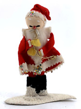 Vintage Santa Felt Glitter Freestanding Decor 4.25