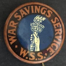 WWI War Savings Service* Liberty Torch Steel Pinback Button W&H Hoag - c1917 picture