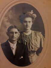 Vintage Old 1905 6x9 Photo Beautiful Woman Dress & Man ROSE & CHRIS WAHL 🌷 picture