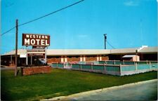 Alva OK Oklahoma Western Motel c1950 Old Car Pool Advertising Vintage Postcard picture