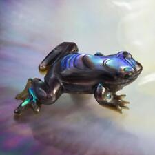 Curare Poison Arrow Frog Paua Abalone Black Mother-of-Pearl Shell Carving 5.90 g picture