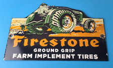 Vintage Firestone Tires Sign - Farm Implement Tires Auto Gas Pump Porcelain Sign picture