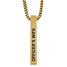 Officer's Wife Gold Plated Pillar Bar Pendant Necklace Gift Mother's Day Christm picture