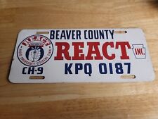 VINTAGE BEAVER COUNTY REACT KPQ 0187 LICENSE PLATE picture