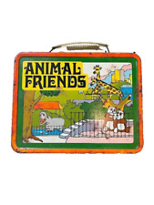 Vintage Animal Friends Steel Metal Lunch Box Ohio Art  - Collectible picture