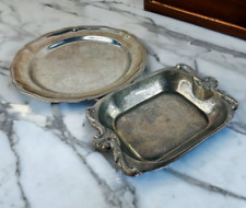 2 vtg pewter ? trays serving picture
