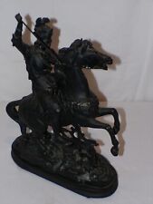 Antique Spelter Sculpture Mounted Knight Warrior on Horse Doriot Statue Figure picture