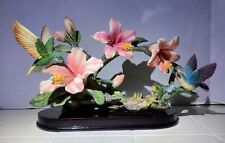 MONTEFIORI COLLECTION Double Hummingbird Figurine/Statue w Flowers + Pond Large picture