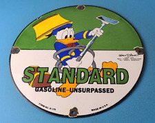 Vintage Standard Gasoline Sign - Gas Oil Pump Plate Porcelain Walt Disney Sign picture