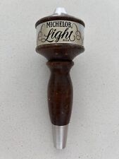 VINTAGE MICHELOB LIGHT BEER Round Tap Handle 6.5” Classic Pub Wooden Red Ribbon picture