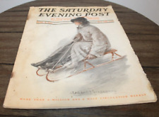 Antique Magazine SATURDAY EVENING POST March 4, 1911 WOMAN SLEDDING picture