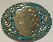 Turquoise Enameled Belt Buckle, Missing Center Piece picture
