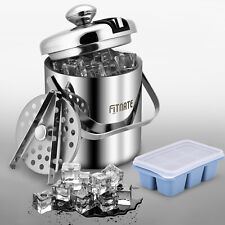 1.5L Stainless Steel Ice Bucket Set Double Wall Insulated with Lid Cocktail Bar picture