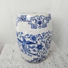 Chinese Chinoiserie Blue And White Ceramic Garden Seat 20th Century 18.5”H x 14” picture