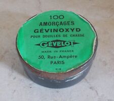 Vtg 100 cartridges tin box GEVELOT green France french antique vintage weapon picture