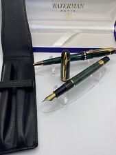Waterman Phileas Green Marble Fountain and Ballpoint Pen Circa 1990 MI France picture