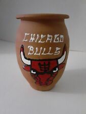 Vtg Chicago Bulls 5” Souvenir Vase Clay Ceramic Oasis Bar Nuevo Laredo Mexico picture