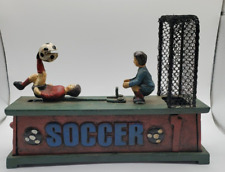 Vintage Soccer/Football Mechanical Cast Iron Coin Bank Works (T-1) picture
