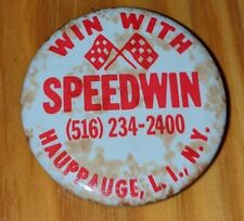 Rare vintage 1960-70's era Win with Speedwin Racing Button, Hauppauge L.I. NY picture