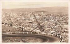  San Francisco & Bay View from Twin Peaks Down Market Street 1940s Postcard RPPC picture