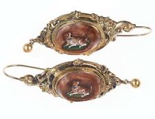 c1890 Victorian 14k Micro-Mosaic Dog earrings picture