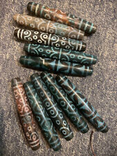 10 Pcs Large Tibetan Natural Old Cinnabar Agate Dzi *Mutli Totem* 98mm Beads picture