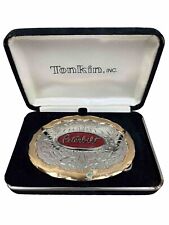 Rare Tonkin Silver Plate Engraved Peterbilt Trucker/Cowboy/Western Belt Buckle picture