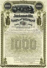 Jacksonville, Tampa and Key-West Railway - 1890 dated $1,000 6% 50 Year Gold Bon picture