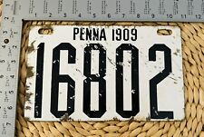 1909 Pennsylvania Porcelain License Plate 16802 ALPCA STERN CONSIGNMENT picture
