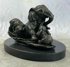 100% Real Bronze Baby Elephant Sitting Infant Elephant in Italian Classic Deal picture