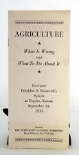 Franklin D Roosevelt 1932 Agriculture What Is Wrong and What To Do About It AAA picture