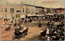 Vintage SALINA, Kansas Postcard Busy Downtown Street Scene / 1910 Cancel picture