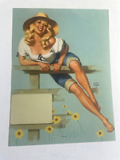 Vintage 1950's Pinup Girl Picture by Earl Moran- Flirty Farm Girl- Susan picture