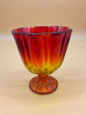 Vintage MCM Viking Amberina Glass Bowl Hot Orange 60s Retro Heavy GLASS Dish picture