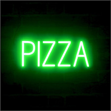 PIZZA LED Sign - Green | Neon Signs for Pizza Restaurants | Pizza Store Display  picture