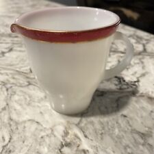 Vtg 1960s Pyrex Creamer cream pitcher Burgundy Gold Stripe Milk Glass red maroon picture