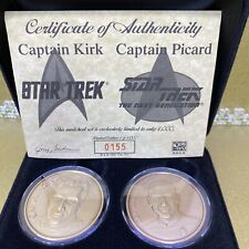Highland Mint Star Trek Gold Coins Captain Kirk & Captain Picard #0155/1000 1997 picture
