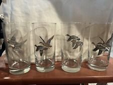 4 Vintage Whiskey HIGHBALL Glasses Waterfowl Game Birds Tumblers 5.5