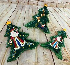 Vintage Set of 3 Christmas Tree Shaped Dishes treat nuts cookies Dante's Design  picture